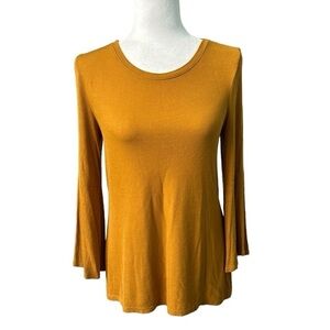 Old Navy Rib Knit Bell-Sleeve Gold Top Size Medium